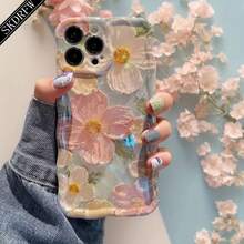 1pc Phone Case - Phone Case - New Stylish Y2K Iridescent Blue Flower Irregular Wavy Edge Dopamine Shockproof Phone Case For  17, 16, 15, 14, 13, 12, 11, And Popular Among Influencers And As A Gift For Special Occasions Charm-Free Valentine's Day Phone Cases  Case  17 Pro Max Case  16 Case - 紫色 - 查看 4