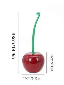 1pc Cherry Patterned Toilet Brush With Plastic Long Handle, Bathroom Cleaning Tool For Thorough Cleaning - Multicolor - View 6