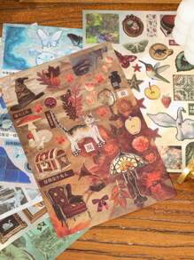 30 件镜面复古风格贴纸书，有趣的装饰贴纸，适合学生日记、剪贴簿 DIY