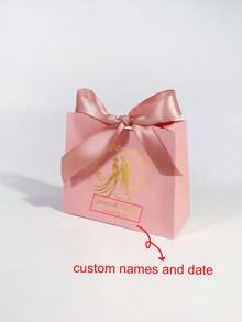 Custom Mini Wedding Favor Boxes: Elegant Boxes With Gold Design ,Names Of The Groom And Bride, Wedding Date, Featuring Lovely Satin Ribbons In Pink And Gold - Perfect For Treats, Chocolates, And Small Gifts For Weddings, Engagements, And Bridal Showers - 11.5x4.5x10cm - View 35