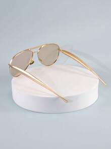 1 件大框金属双桥时尚飞行员时尚眼镜，优质复古个性化百搭男女通用时尚眼镜，适合日常佩戴、街头风格、度假、旅行、夏季海滩、户外、旅行 - 彩色 - 查看 9