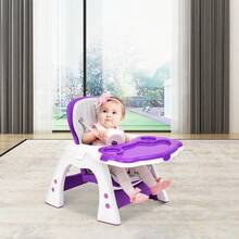 3 In 1 Baby High Chair Convertible Play Table Seat Booster Toddler Feeding Tray Purple - 紫色 - 查看 5