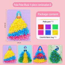 4件儿童手戳公主装扮女孩创意手工贴纸书贴画DIY益智玩具，适合儿童创意手工绘画