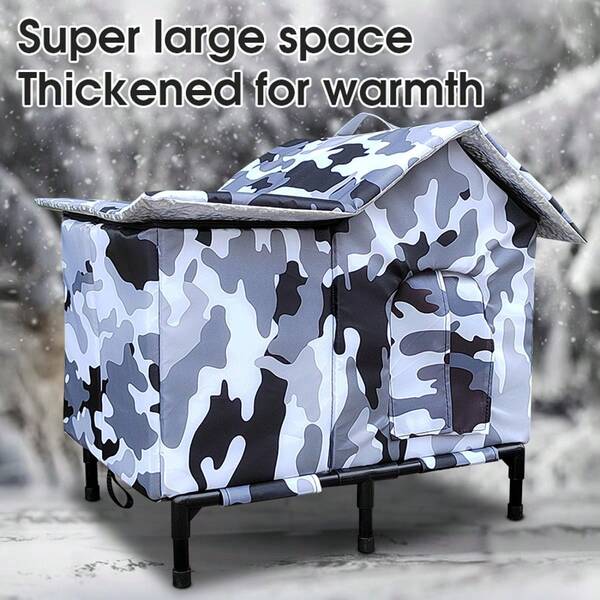 Maison pour chat d'extérieur, surélevée, imperméable, coupe-vent, chaude, lit pour petit chien/chat, résistante aux intempéries, villa pour chat, convient pour toutes les saisons