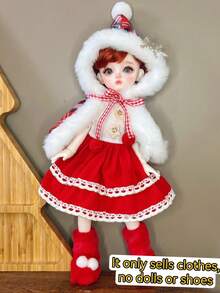 1pc Vintage Style, Sporty, And Academic Outfit, Suitable For 6-Inch BJD/30cm Doll Costume Change! A Doll Clothing Set That Melts The Heart Of Young Girls. (This Series Of Clothes Is Suitable For 30cm Dolls, And The 64# SKU Decorative Lace Is Random, Which Does Not Affect The Effect. Buyers Who Are Particular About This Should Be Cautious.) - Multicolor - View 6