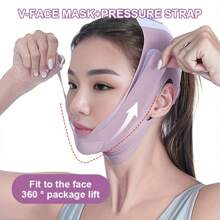 1pc/Pair Double Face Lifting Strap, Beauty Double Chin Face Contour Lifting Tool, Elastic & Breathable - Purple - View 2