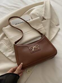 女士优雅新月形腋下单肩包，时尚休闲时尚，纯色腋下包