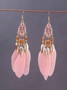 1 对复古鸡毛耳环