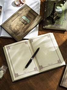 Caderno grosso A5 de 1 unidade, azul claro, vintage, super grosso (sem caneta), caderno de alta qualidade, adequado para anotações, diário, ótimo para estudantes, professores, uso em escritório, presente maravilhoso para a volta às aulas, Halloween, Natal - Multicolorido - Ver 3