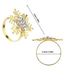 6/8/10pcs Set Elegant Gold & Silver Snowflake Napkin Rings With Sparkling Rhinestones - Durable Cast Iron Polished, Multipurpose Holiday & Everyday Table Decor For Christmas, Wedding, Birthday, Thanksgiving, Halloween, Father's Day, Mother's Day, Exquisite Craftsmanship, Party Decorations, Special Occasion Tableware