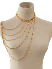 Fashionable And  Hanging Neck Chain Collarbone Necklace Sexy Geometric U-Shaped Tassel Single Shoulder Body Chain For Women - Geometry - 查看 5