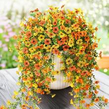 1/3/25pcs Artificial Hanging Flowers Plants For Outdoor Autumn Decoration, Silk Daisy UV Resistant Look Real For Outside Home Indoor Planter Porch Garden Yard Decor, Autumn Decoration, Fake Plants