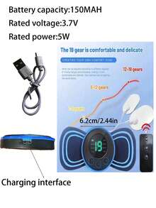 1pc Mini Neck Massager Electric Muscle Stimulator Cervical Massage Patches Massage Pads Remote Control For Back Body Health - Black - View 11