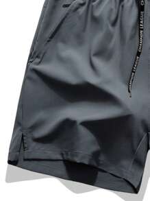 Pantalones cortos deportivos para hombres, de verano, de seda de hielo, transpirables y de secado rápido, para correr por la mañana, hacer footing, entrenamiento, con cordón, tipo bermuda