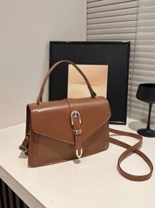 2025新款韩版箭头装饰真皮手提包时尚托特包单肩包ins纯色迷你方包
