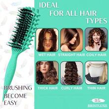 DCurl Defining Brush For Curly Hair Ultimate Vented Hair Brush With Boar Bristles Unisex Styling And Detangling Shaping And Defining Curls Brush Reduce Pulling Ideal For All Hair Types Teal 5001 - Teal - 查看 5