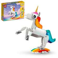 Creator 3 In 1 Magical Unicorn Toy , Transforms From Unicorn To Seahorse To Peacock , Rainbow Animal Figures , Unicorn Gift For Grandchildren , Girls And Boys , Buildable Toys , 31140 Winter Gifts Color Block Color Blocks ,Lego ,Legos ,Lego Sets - 31140 - View 2