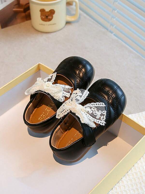 Zapatos de niña de cuero con lazo 2025, zapatos de princesa de ballet, zapatos de suela blanda de moda para bebé, zapatos de bebé, zapatos para niños, zapatos versátiles