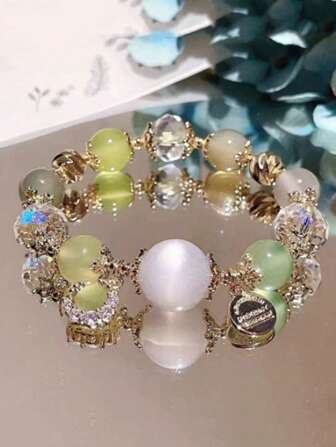 1pc Strawberry Crystal Glass Bracelet, Pendant Charm Bracelet, Gift For Girlfriend, Best Friend