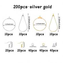 100/200PCS Earring Making Kit - Beading Hoop Finding, Open Hoops Bulk Wire For DIY Jewelry Craft Supplies - Teardrop And Round - Quantity - View 9