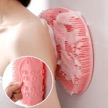 1pc Shower Foot Cleaning Mat With Suction Cup, Foot & Back Exfoliating Bath Mat, Wall-Mounted Suction Cup, Unisex Silicone Foot Massager And Cleaning Mat Set, Suitable For Bathroom - Can Be Used For Bathing, Back Massage And Foot Massage - Multicolor - View 6