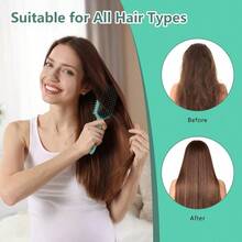 DCurl Defining Brush Curly Hair Brush Slick Back Hair Brush For Combing And Shaping Curls In All Hairstyles To Reduce Pulling Green 5001 - màu xanh lá - Xem 6
