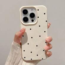 1pc Black Polka Dot Pattern White Matte Full Body Shockproof TPU Phone Case Compatible With IPhone 16, 15, 14, 13, 12, 11 Pro Max Waterproof Anti-Fall Scratch Resistant - Multicolor - View 3