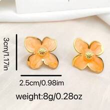 1 par de pendientes de flor coloridos, adecuados para vacaciones y uso casual, joyas delicadas de acero inoxidable teñidas por inmersión