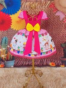 Children's Dress June Party Caipira Saint John Plaid Bow Square Dance School Fair Arraiá Northeast Costume Popcorn Queen Little Girl Girl Festivity Ruffle Youth Typical June Party - 羅莎 - 查看 5