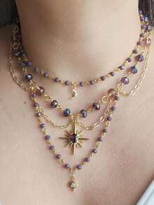 Chic Celestrialcore Grunge Necklace With Star Of Sirius Pandent Grunge Fairycore Necklace Cottagecore Necklace For Women Girls Y2K Jewelry Gift For Her - 金的 - 查看 2