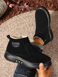 Herren Schneestiefel, neue Winter Schnee Stiefel bis zur Wade, rutschfest & verschleißfest Einfarbig, vielseitig einsetzbar für Outdoor, leicht & bequem mit Seitlichem Reißverschluss