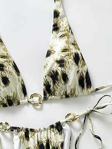 女士海滩扎染印花长裙和比基尼套装，优雅设计，撞色材质，适合毕业典礼、海滩、度假 - 多色 - 彩色 - 查看 6