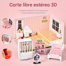 Rompecabezas de cartón de personalidad creativa, habitación de casa de muñecas 3D, sala de rompecabezas de papel, juego de simulación, casa de muñecas de papel.Escenario de producto: entrega aleatoria - Multicolor - Ver 11