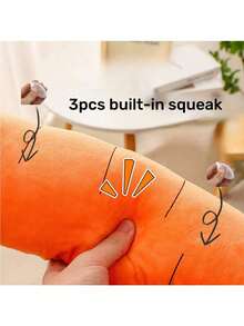1Pc Large Stuffed Carrot Toy For Dogs/Cats, Pet Chewing And Comforting Toy With Squeaks - Orange - View 5