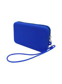 1个长形硅胶材质零钱包，多功能大容量收纳包，带绳化妆包，简约小物品数码收纳包，便携式零钱包，月经包，耳机包，柔软硅胶触感舒适，适合居家、工作、外出、旅行。