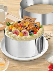 慕斯蛋糕圆形模具 - 可扩展蛋糕圈 - 可调节圆形不锈钢 16-30 厘米（6.29-11.81 英寸）提拉米苏蛋糕模具 - 糕点甜点蛋糕烘焙用品，手工烘焙必备，节日庆典，蛋糕装饰用品，烘焙模具和糕点工具，适用于餐厅/面包店/家庭 - 慕斯圈 - 查看 2