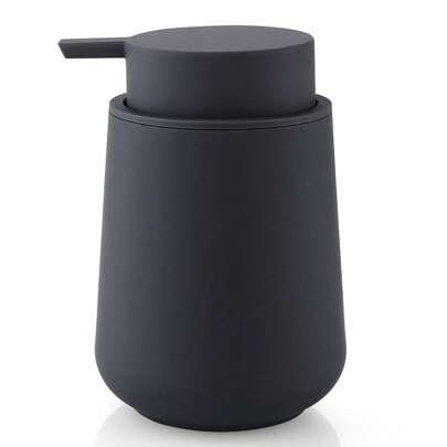 11oz Modern Minimalist Style Matte Gray Round Soap Dispenser, Suitable For Bathroom, Kitchen, Dining Room, Bar Counter