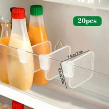 5 10 15 20PCS Organizadores de Refrigerador Transparentes y Resistentes Divisores Ajustables Almacenamiento de Nevera Gabinetes de Cocina Compartimentos que Ahorran Espacio - 5 piezas - Ver 11