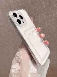 Premium Rhinestone Glitter Transparent Card Holder Phone Case Compatible With IPhone 17 Pro Max/17 Pro/17 Air/17/16 Pro Max/16/16 Pro/16 Plus/15/15 Pro Max/15 Pro/15 Plus/11/12/13/14 Pro Max/11 Pro/11 Pro Max/12 Pro/12 Pro Max/13 Pro/13 Pro Max/7 Plus/14 Pro/14 Pro Max/14 Plus Soft - Transparent-glitter Card Holder - View 4