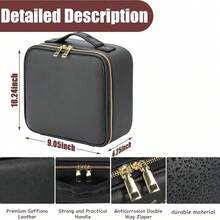 Makeup Bag With Mirror And Light Travel Makeup Train Case Cosmetic Organizer Portable Artist Storage Bag With Adjustable Dividers Makeup Brushes Storage Organizer - 粉色 - 查看 5