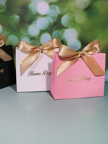 10 件奢华“指甲花日”深绿色礼盒，配金色缎带蝴蝶结和铝箔文字，非常适合婚礼回礼、巧克力、珠宝和小礼物、圣诞节情人节 - Henna Day盒 - 查看 5