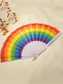 4pcs-Rainbow Folding Fan, Handheld Pride Festival Fan, Folding Fan Plastic Colorful Rave Fan, Women Men Rainbow Pride Party Decoration, Parties Festival Events Dance Supplies, Home Decoration, Party Decoration, Halloween Decoration, Backtoschool Gifts - Multicolor - View 8