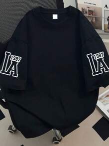 Teenager Jungen Vintage LA College Design, Kurzarm locker sitzend, weich und cool, Lässig Schulkleidung Sommer, Jungen Oberteile