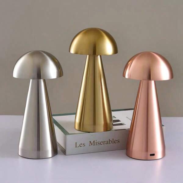 1pc Modern LED Mushroom Design USB Rechargeable Touch Control 3-Color Dimmable Lamp, Suitable For Living Room, Bedroom, Dining Room, Bar Decoration