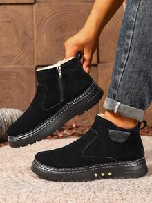 Herren Schneestiefel, neue Winter Schnee Stiefel bis zur Wade, rutschfest & verschleißfest Einfarbig, vielseitig einsetzbar für Outdoor, leicht & bequem mit Seitlichem Reißverschluss