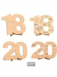 1 Handmade Wooden Digital Greeting Card With Sturdy Base -18 Years Old, 20 Years Old, 30 Years Old, 40 Years Old, 50 Years Old, 60 Years Old Milestone Birthday And Anniversary Message Book - With Blessings