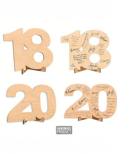 1 Handmade Wooden Digital Greeting Card With Sturdy Base -18 Years Old, 20 Years Old, 30 Years Old, 40 Years Old, 50 Years Old, 60 Years Old Milestone Birthday And Anniversary Message Book - With Blessings