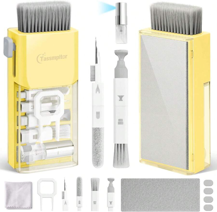 Laptop Screen Keyboard Cleaner Kit, All In 1 Electronics Cleaning Tool For MacBook IPad Pro Cell Phone, Brush Tool For Tablet, Computer, PC Monitor,TV Camera Lens With Patent, Yellow,9600825 - Yellow - View 1
