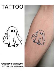 1 件纹身临时纹身半永久纹身 Y2K 鬼魂防水防汗持续 1-2 周逼真草本汁防摩擦不反光黑色适用于女性和男性纹身贴纸适用于手臂、胸部、腿部、腹部、腰部、手指、颈部、脊柱、现代人体艺术 - 黑色 - 查看 1