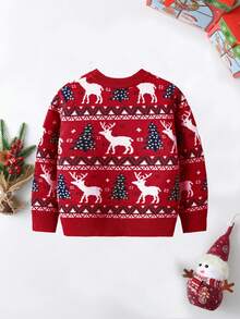 BOARNSEORL Sweter z długim rękawem dla chłopców z nadrukiem choinki i jelenia, uroczy i modny, odpowiedni na Boże Narodzenie, Nowy Rok, na co dzień i w podróż